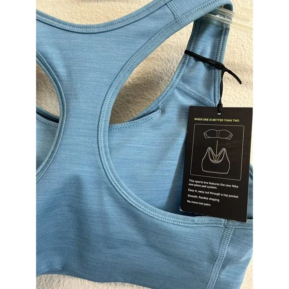 NWT Nike Swoosh Sports Bra Size M Blue Heather Padded NEW - Picture 8 of 8
